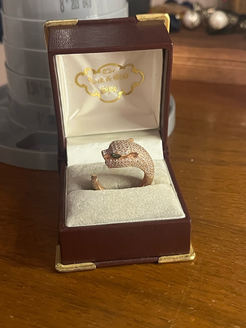 925 Sterling Silver Rose Gold Plated Panther/Puma Ring Size 8 Statement Ring
